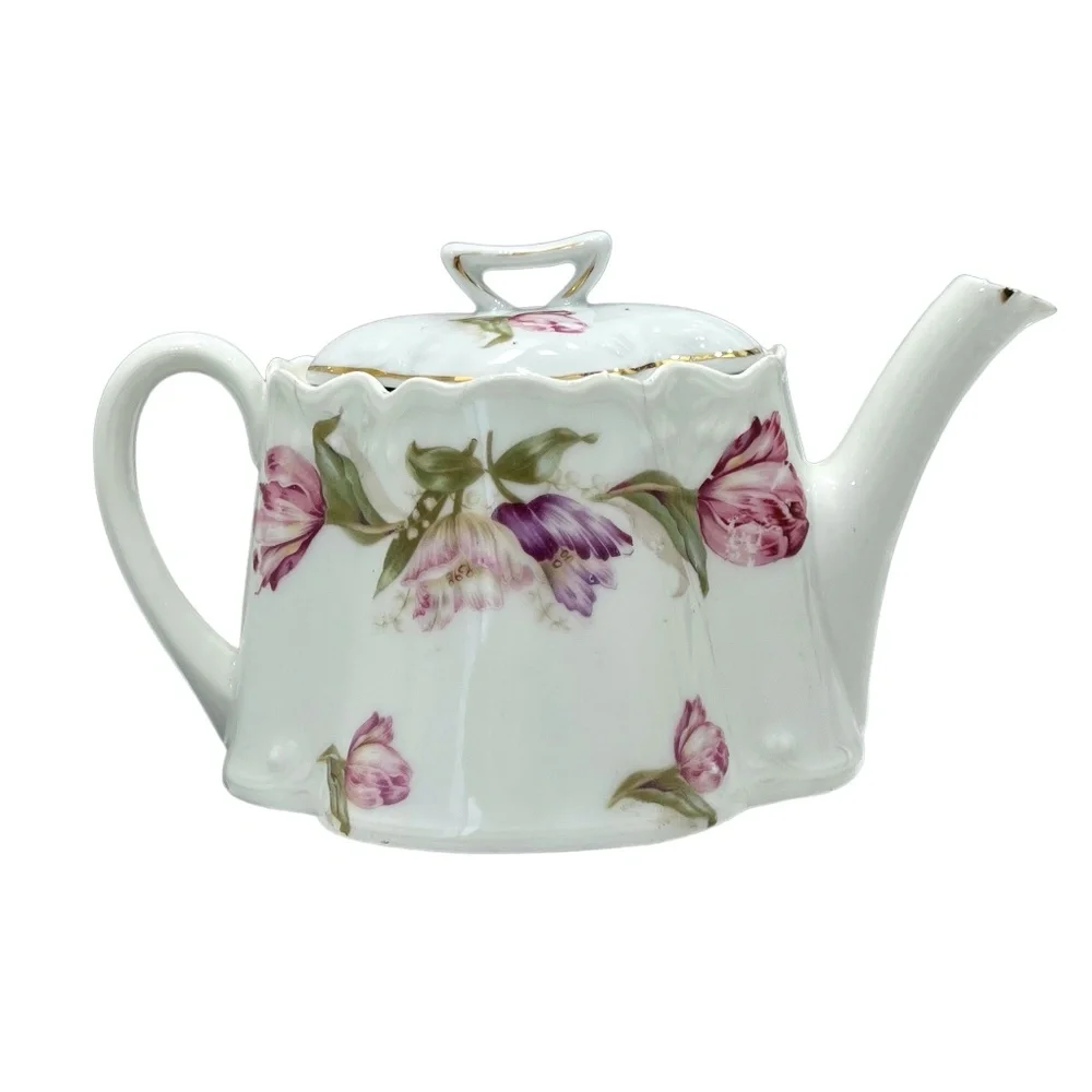 ANTIQUE Z.S.& CO PORZELLANFABRIK ZEH, SCHERZER & CO FLORAL TEAPOT